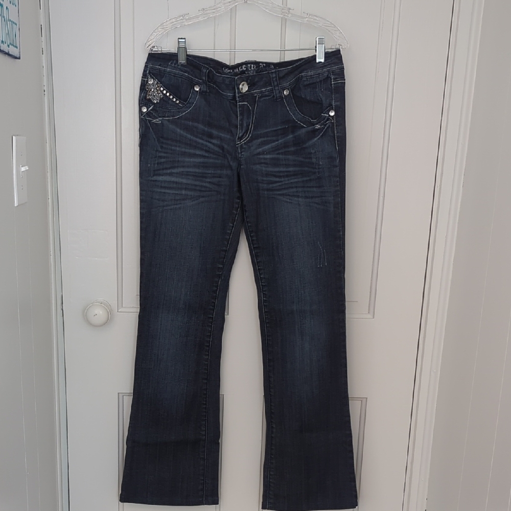 Grace in LA Dark Blue Boot Cut Jeans Size 13